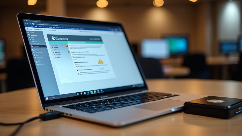 Computador portátil mostrando disco rígido externo com dados em processo de recuperação